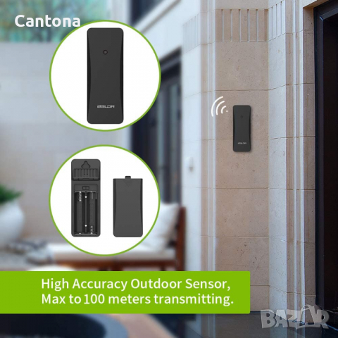 BALDR безжичен вътрешен/външен термометър и хигрометър, сензорен екран с монитор за температура/влаж, снимка 7 - Друга електроника - 36128150