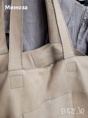 Естествена кожа ОГРОМНА чанта,тип торба,бежева, снимка 12 - Чанти - 41687693