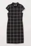 ЕЛЕГАНТНА черна рокля на бяло каре висока яка, снимка 2