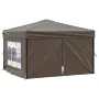 vidaXL Сгъваема парти палатка със странични стени, таупе, 3x3 м, снимка 1