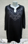 4XL Нова блуза с кристални капси в черно