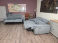 Сив комплект дивани от плат две тройки с ел релакс механизъм, снимка 11