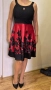 Рокля червена и черно с цветя, снимка 2