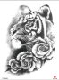 Тигър с рози временна татуировка татос татус Tattoo, снимка 2