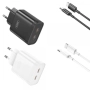 Зарядно/Адаптер 220V XO-L105 / QC 3.0 2xUSB PD 35W + Lightning Кабел / Бял / Баркод : 456283, снимка 1