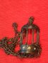БРОНЗОВ МЕДАЛЬОН СТАТУЕТКА КАФЕЗ за ПТИЧКИ с КАМЪНИ и ВЕРИЖКА 32631, снимка 3
