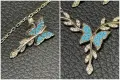 Сребърно колие обеци пеперуда тюркоаз 925 silver чисто нов obeci kolie, снимка 8