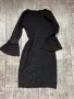 Нова черна еластична елегантна рокля midi миди елегантна дължина солей плисе ръкав , снимка 3