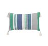 Декоративна  възглавница с пискюли, 50x30cм, Многоцветна/ райе, снимка 2