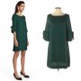 Зелена рокля от сатениран плат с подплата 