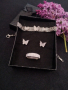 Дамски комплект: обеци, гривна и пръстен с пеперуди .