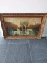 120х80см/стара голяма картина масло върху платно/градски пейзаж-Париж-карети/барокова дървена рамка, снимка 1