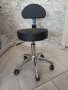Козметичен/фризьорски стол - табуретка с облегалка AM-304 - 50/64 см - бяла/черна, снимка 6