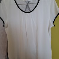 Лятна бяла блуза с черни биета, снимка 2 - Блузи с дълъг ръкав и пуловери - 41712599