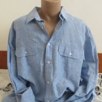 Мъжка риза с дълъг ръкав от лен Dressmann, снимка 1 - Ризи - 41764246