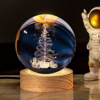 3D Кристална коледна топка, нощна лампа Подарък за Коледа, снимка 2 - Декорация за дома - 42625716
