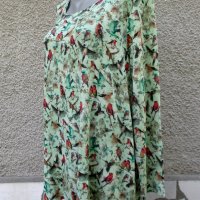 3XL+ Нова  блуза с тропически птички, снимка 3 - Блузи с дълъг ръкав и пуловери - 41657131
