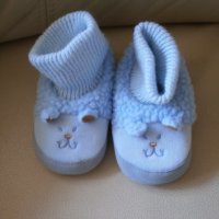 Бебешки терлички с кожена подметка, сини, снимка 1 - Детски пантофи - 39726431
