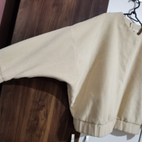 Интересна дебела блуза с паднал ръкав, кремав цвят, снимка 5 - Блузи с дълъг ръкав и пуловери - 44544642