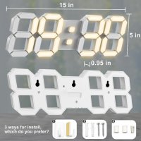 COVERY Цифров стенен часовник - 3D LED с аларма, дистанционно, снимка 8 - Стенни часовници - 42088589