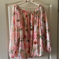 Нов ефирен топ блуза с дълъг ръкав цветя флорален принт ХЛ /2ХЛ , снимка 1 - Блузи с дълъг ръкав и пуловери - 41330456