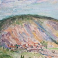 Иван ХАЛАЧЕВ 1902-1974 голям красив пейзаж с маслени бои, снимка 7 - Картини - 41626095