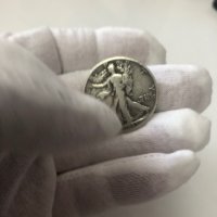 Сребърна монета САЩ ½ долар, 1943 Walking Liberty Half Dollar Маркировка на монетния двор "D" - Денв, снимка 6 - Нумизматика и бонистика - 41402713