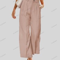Ежедневни дамски широки панталони с копчета и джобове с висока талия, 5цвята - 024, снимка 3 - Панталони - 40956746