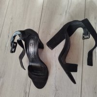 Официални черни велурени сандали , снимка 4 - Сандали - 44339625