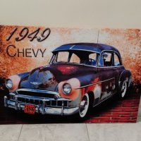 Светеща картина с Led осветление - Chevy 1949 , снимка 1 - Картини - 35858511