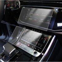 Стъклен screen протектор за Audi Q8 A6, C8 A7 2018-2020 г., комплект 3 части, снимка 9 - Аксесоари и консумативи - 44506747