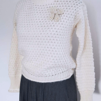 Massimo Dutti Нов Бял Пуловер с ажурна плетка XS, снимка 1 - Блузи с дълъг ръкав и пуловери - 42483997