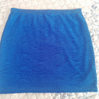 Синя лъскава къса пола, снимка 4 - Поли - 36150160