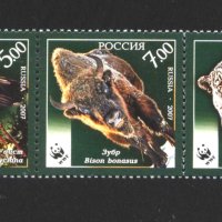 Чисти марки WWF Фауна Щъркел Зубър Барс 2007 от Русия, снимка 1 - Филателия - 42147596