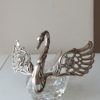 Прекрасен Сребърен съд за хайвер''лебед''-сребро- кристал ,сребърни, снимка 7 - Сервизи - 41473223