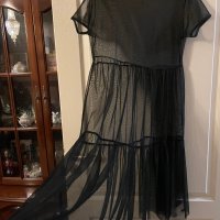 Черна нова плажна  дълга прозрачна тюлена тюл рокля , снимка 5 - Рокли - 40145306