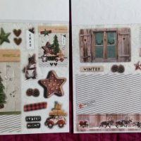 Хартии за скрапбукинг за изработка на  Коледни картички., снимка 8 - Декорация за дома - 38820683