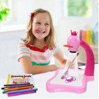 Детски проектор масичка за рисуване 2 в 1 розова, снимка 3 - Образователни игри - 39725175