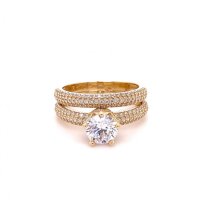 Златен дамски пръстен 4,76гр. размер:55 14кр. проба:585 модел:21850-1, снимка 1 - Пръстени - 44198547