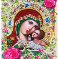  Икона Богородица Дева Мария 5D гоблен диамантен гоблен картина мозайка за направа по схема камъчета, снимка 1 - Гоблени - 36359677