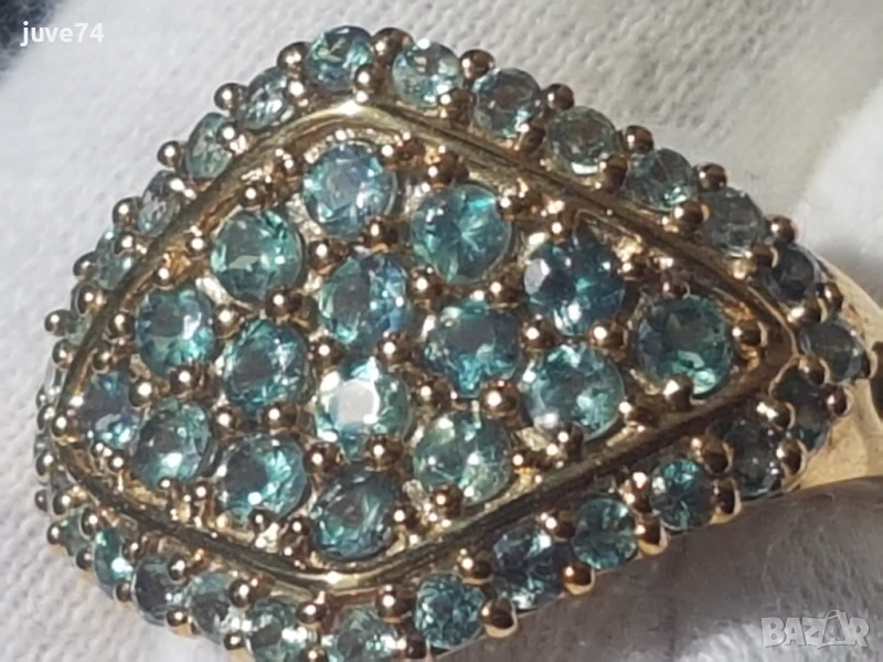 ЗЛАТЕН ПРЪСТЕН С ЕСТЕСТВЕНИ АЛЕКСАНДРИТИ СЕРТИФИКАТ , снимка 1