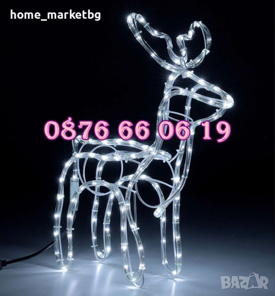 Коледен светещ елен, коледна украса, студено бяла светлина, снимка 1