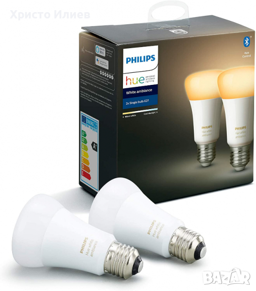 Philips Hue Ambiance Смарт LED Крушка 2бр. Е27 с Bluetooth 8,5W=60W, снимка 1