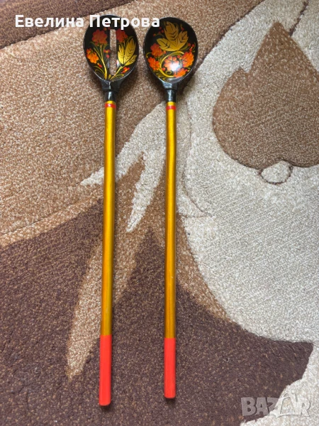 Рисувани дървени лъжици Хохлома, снимка 1