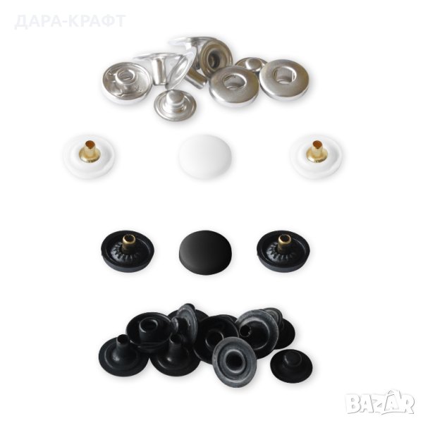 Тик-так копчета - ПВЦ капачка - Месинг - Пружинен тип - 12,5мм, 10бр, снимка 1