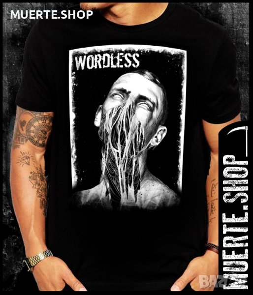Черна тениска с щампа WORDLESS, снимка 1