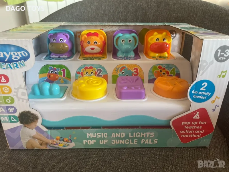 Музикална играчка Playgro + Learn изкачащи животни, снимка 1