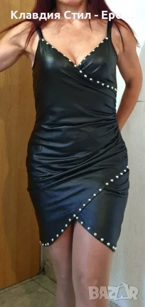 Секси кожена рокля, размери М, Л, ХЛ, снимка 1