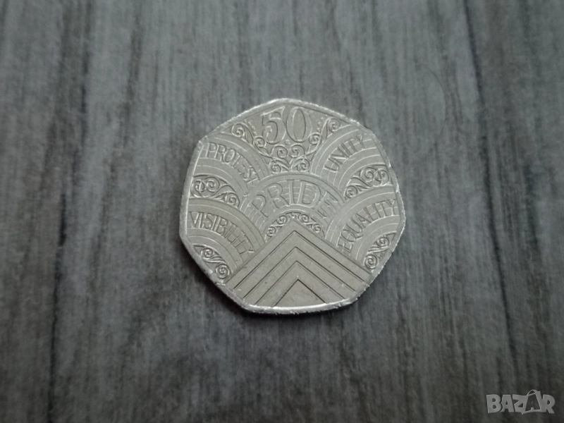 Монета 2022 Великобритания 50 pence 50p (50 years Pride UK) - Elizabeth II, снимка 1