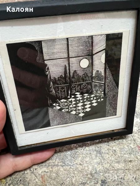 Графика играч на шахматната дъска в сянка , снимка 1